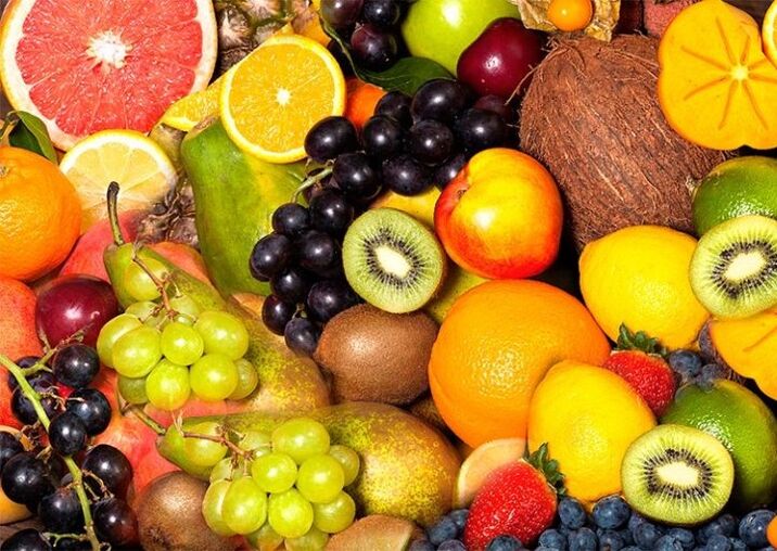 Uma variedade de frutas